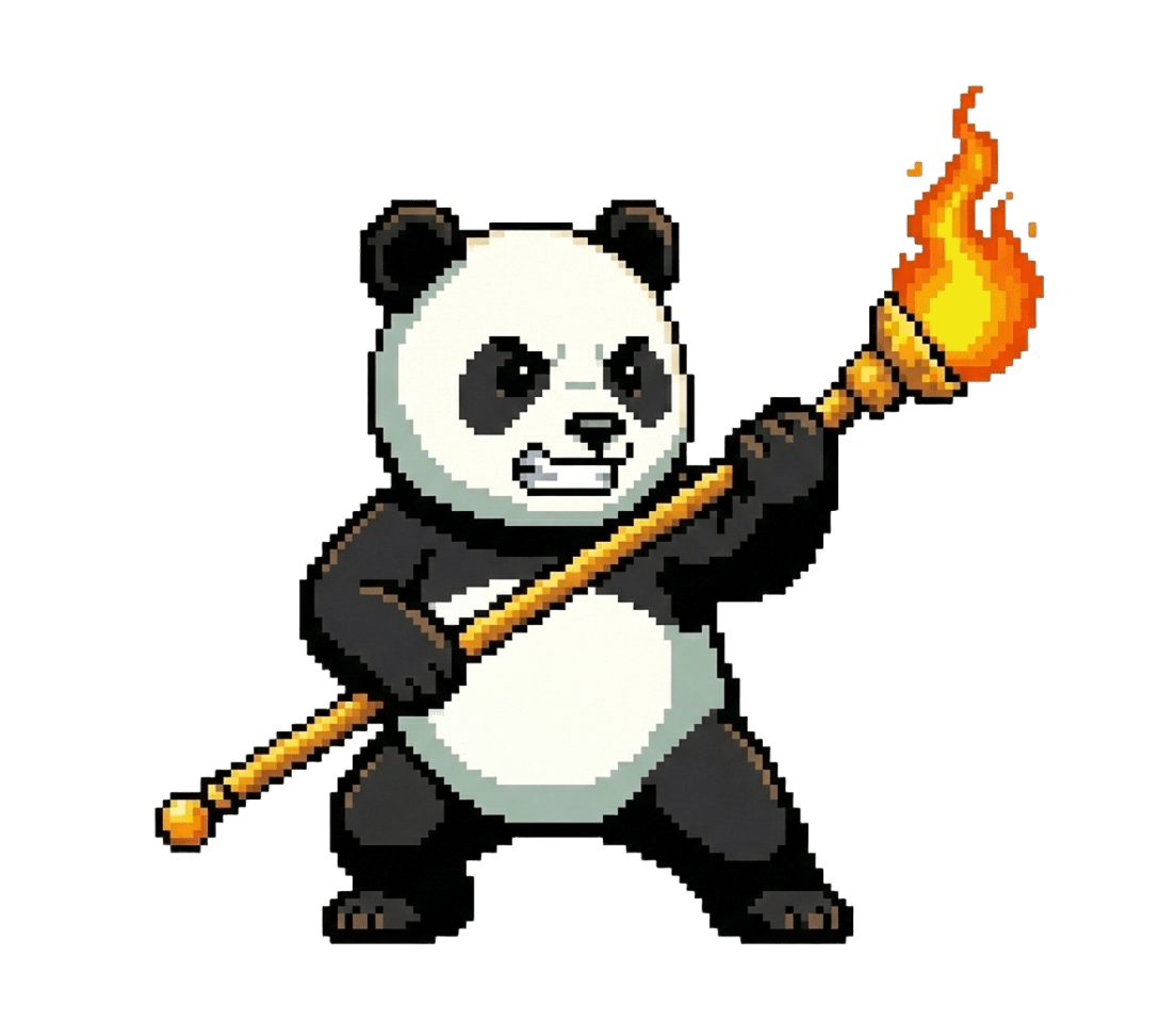 Pixel the Panda holding the Firewall Staff